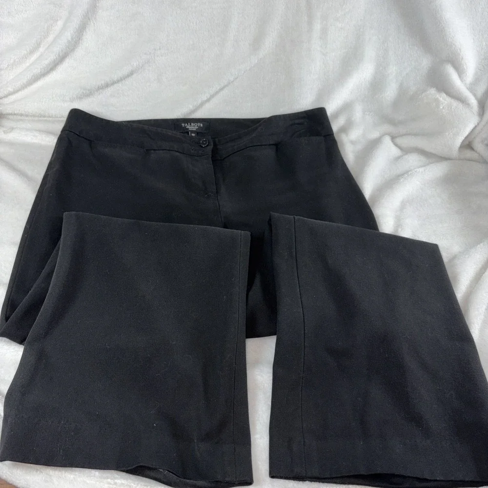Talbots Windsor Black Dress Pants Wide Leg Trousers Women's‎ Size 12P See Pics